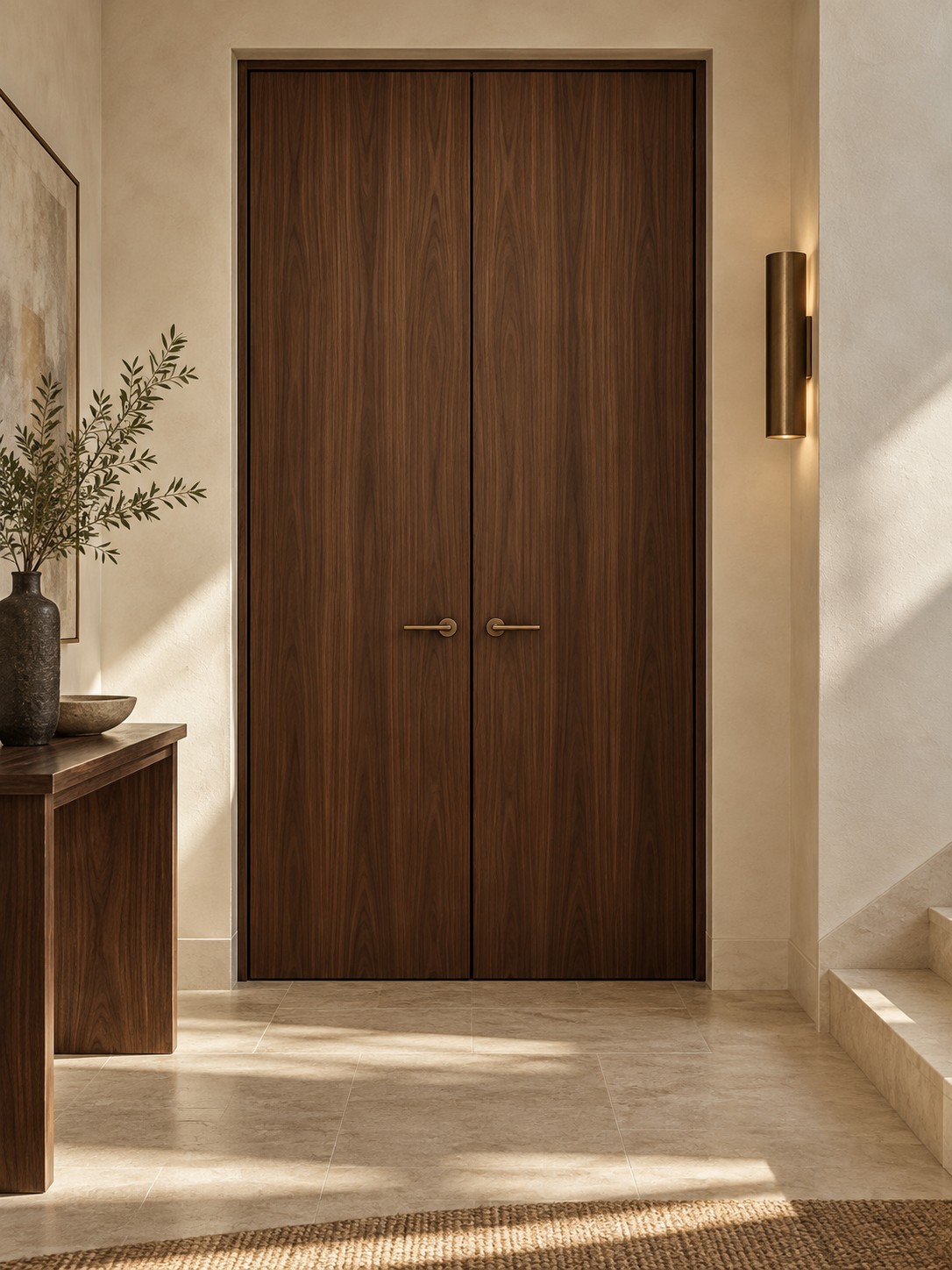 Walnut interior doors and refined hardware